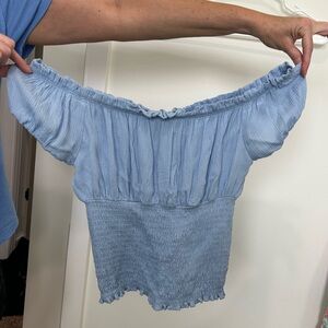 Off The Shoulder Light Blue Top